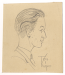 39726 Portret van een jonge man, genaamd Ton Kuiper, een van de medewerkers van een uitdeelpost in Utrecht. Borstbeeld ...